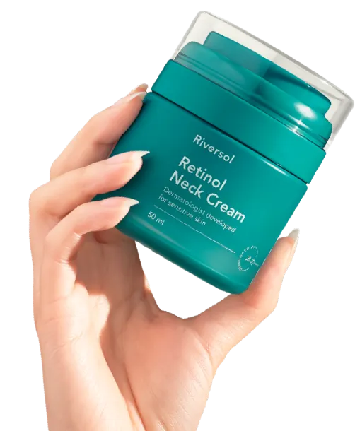 Hand holding Riversol Retinol Neck Cream